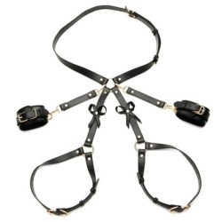 Strict Bondage Harness with Bows-Black XL-2XL